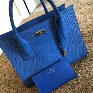Kate Spade Large Blue Snakeskin purse & wallet